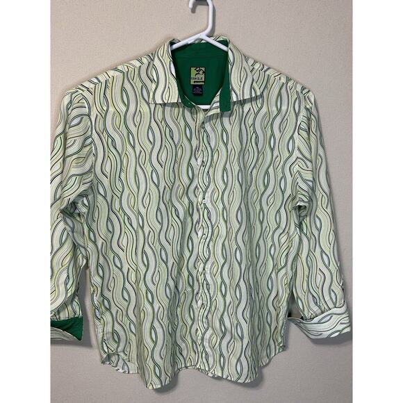 Raw Blue Nu Realms shirt Mens 3XL Multi Colored Striped Button Down Cuff Sleeves - Picture 1 of 14